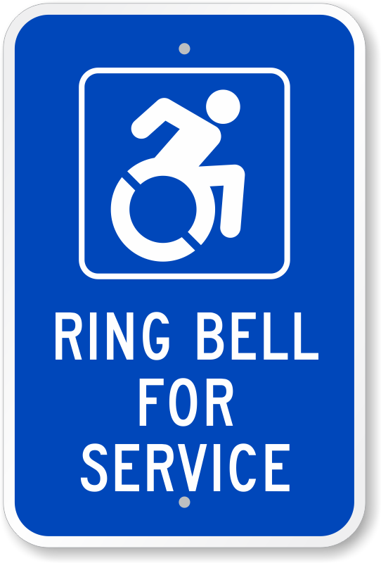 Ring Bell For Service Sign With Handicap Symbol