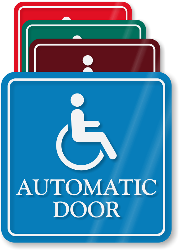 Handicap Automatic Door ShowCase Wall Sign | Made in USA, SKU - SE-6025