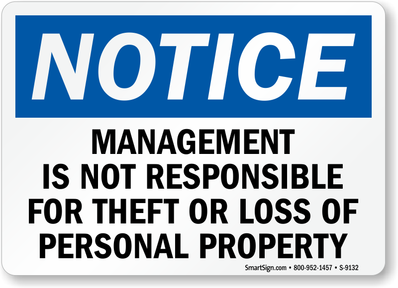 management-is-not-responsible-for-theft-or-loss-sign-sku-s-9132