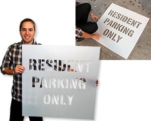 No Parking In Front Of Door Floor Stencil Signs, SKU: ST-0486