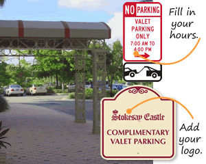 Stop Here For Valet Parking Sign - Right Arrow Signs
