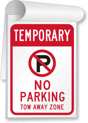 Temporary No Parking Tow Away Zone Sign Book Sku Bk 0018