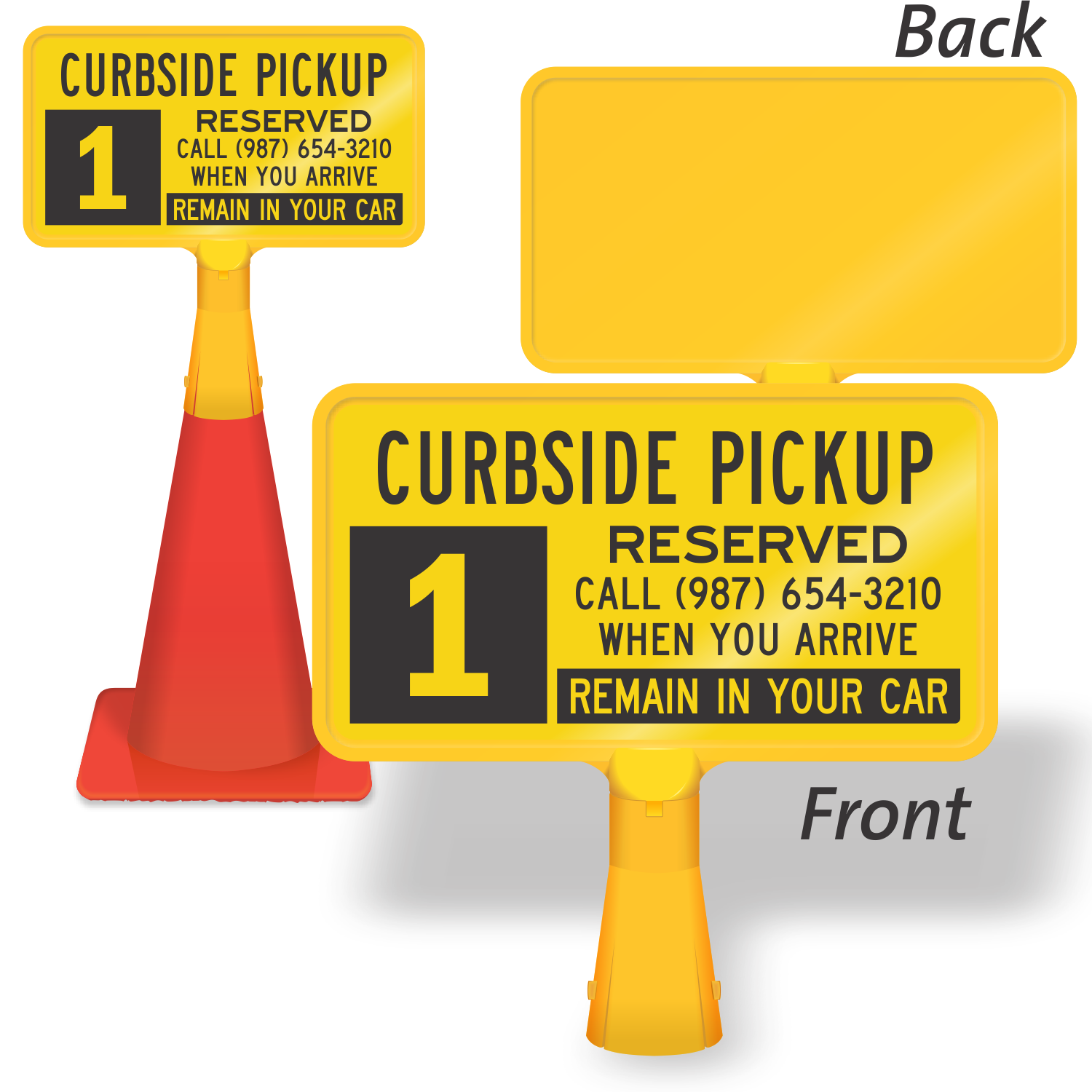 Curbside Pickup W/ Arrows Custom ConeBoss Sign