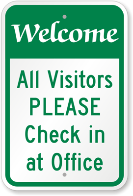 please check in at front desk signs