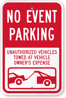 No Event Parking Sign , SKU: K-9778