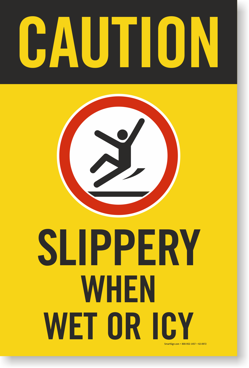 Caution Slippery When Wet Icy Sign Insert, SKU - K2-0972