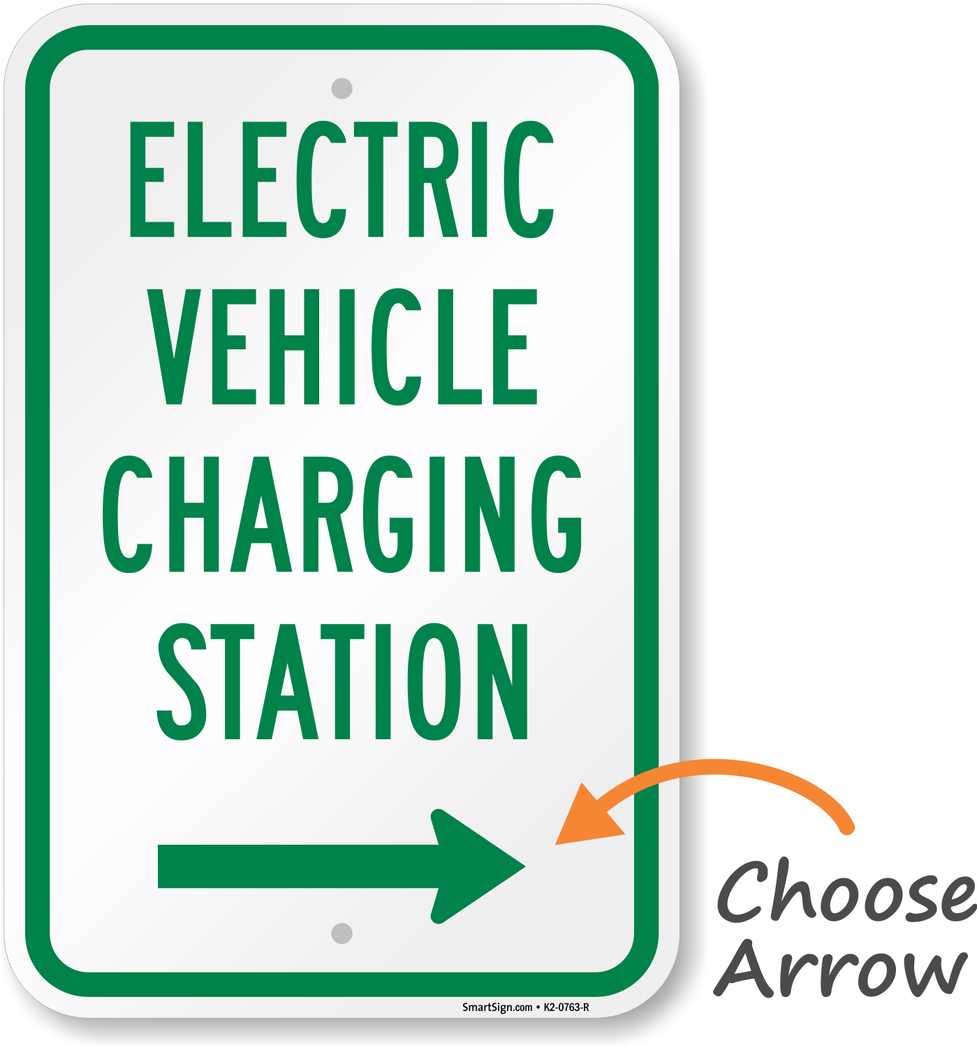 Use this Electrical Car Sign with arrow to direct drivers toward the  charging station at your facility. - MPS2 electric vehicle charging station  at