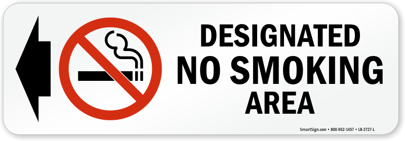 Designated No Smoking Area Symbol And Left Arrow Label, SKU: LB-2727-L