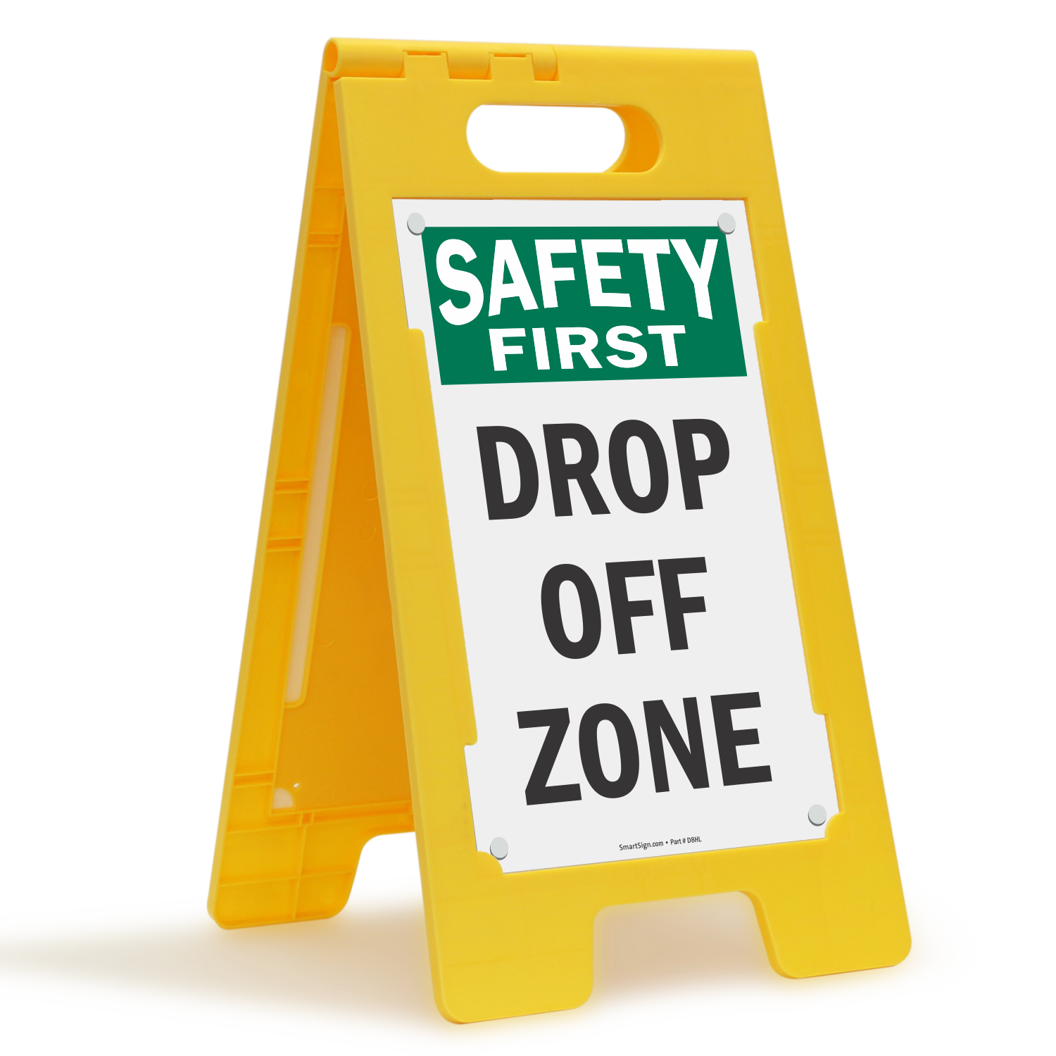 This free-standing sign can be used for better safety at drop off locations  in your facility. A sign is a constant reminder. - Molded plastic floor